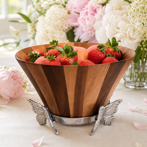 Butterfly Wood Tall Salad Bowl 11