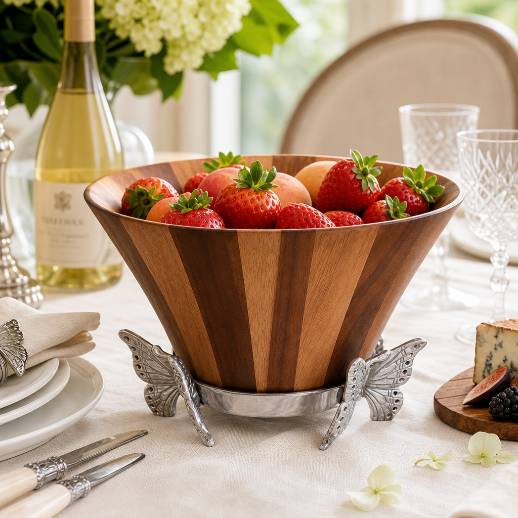 Butterfly Wood Tall Salad Bowl 14