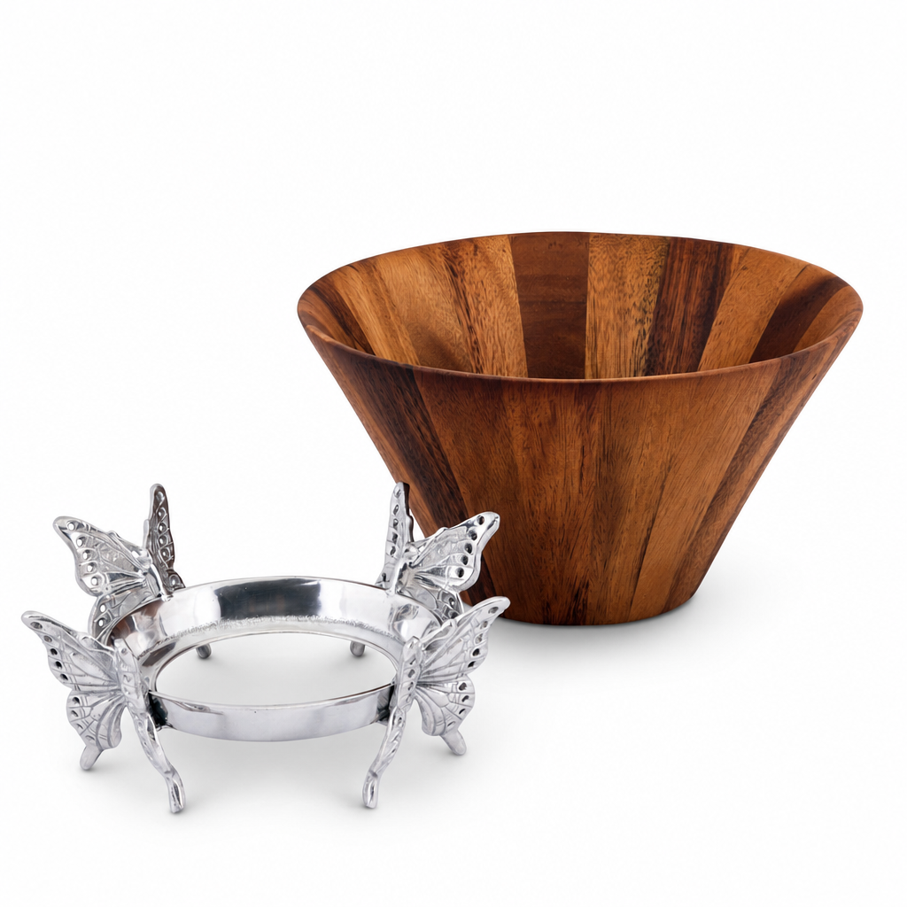 Butterfly Wood Tall Salad Bowl 15