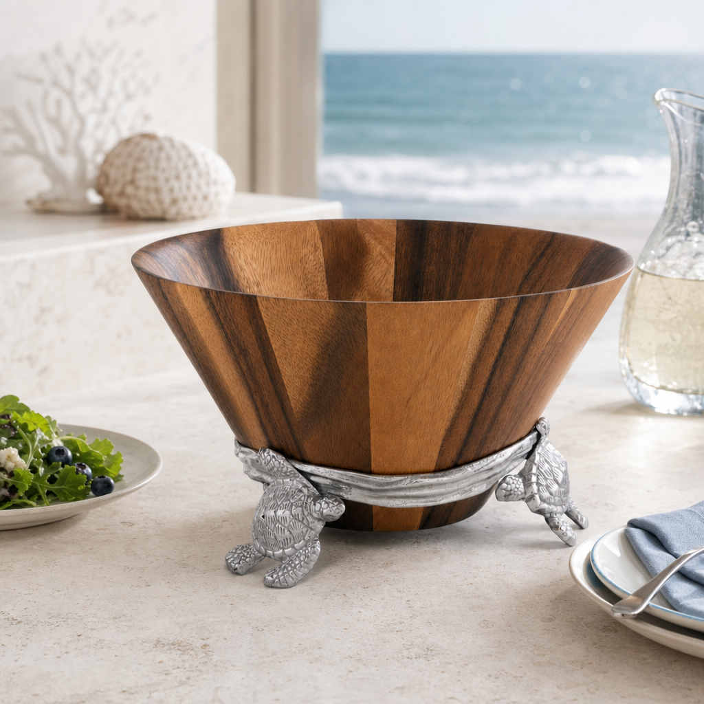 Sea Turtle Wood Salad Bowl 3