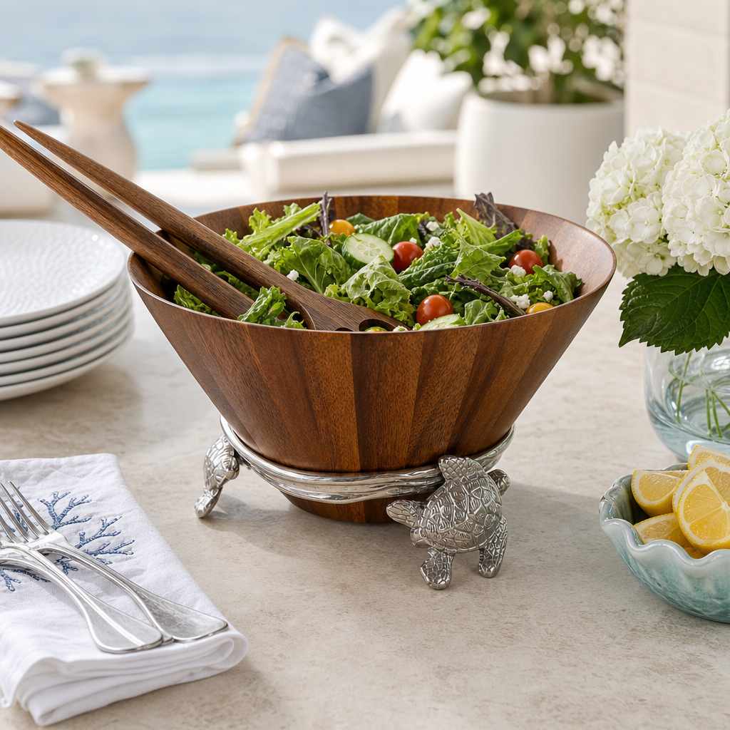 Sea Turtle Wood Salad Bowl 7