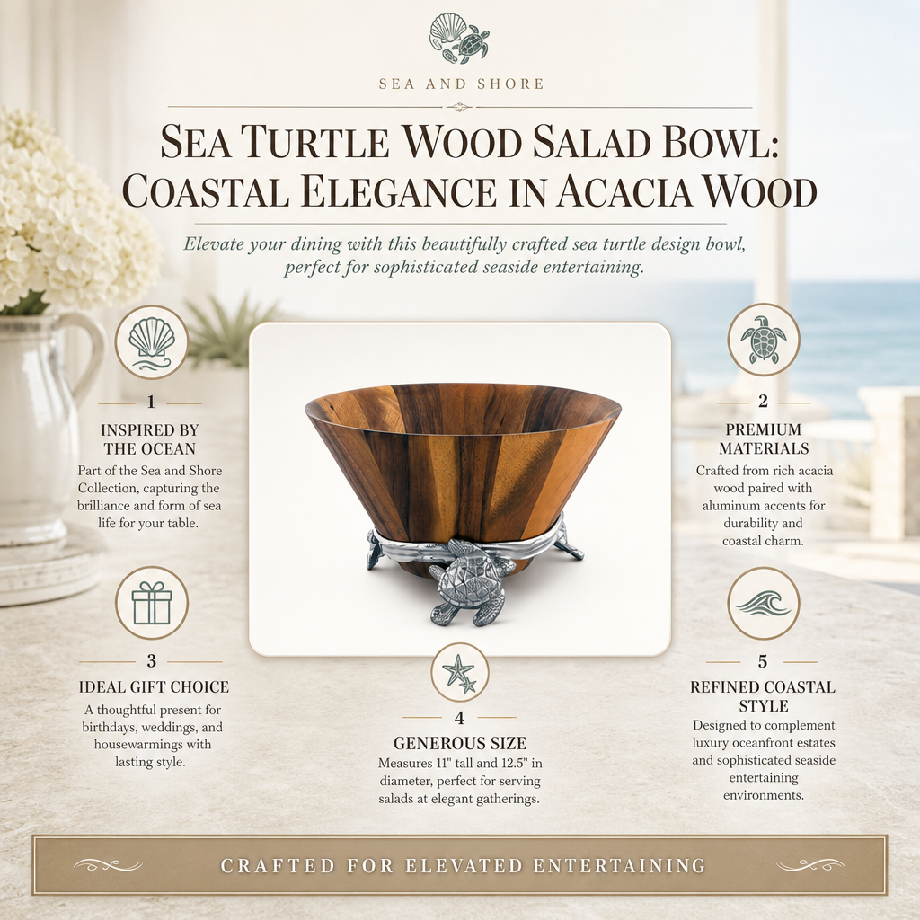 Sea Turtle Wood Salad Bowl 13