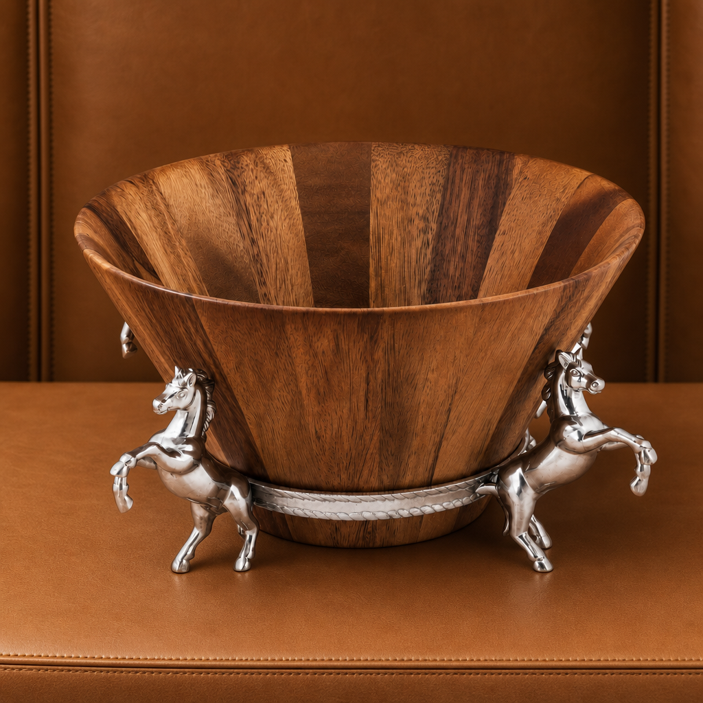 Horse Wood Tall Salad Bowl 1