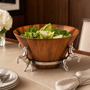 Horse Wood Tall Salad Bowl 2