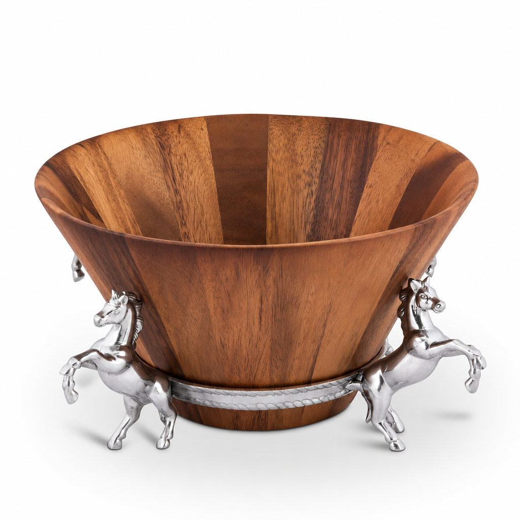 Horse Wood Tall Salad Bowl 1