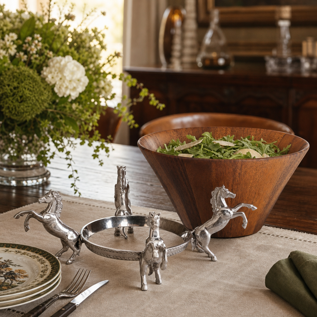 Horse Wood Tall Salad Bowl 6