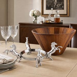 Horse Wood Tall Salad Bowl 3