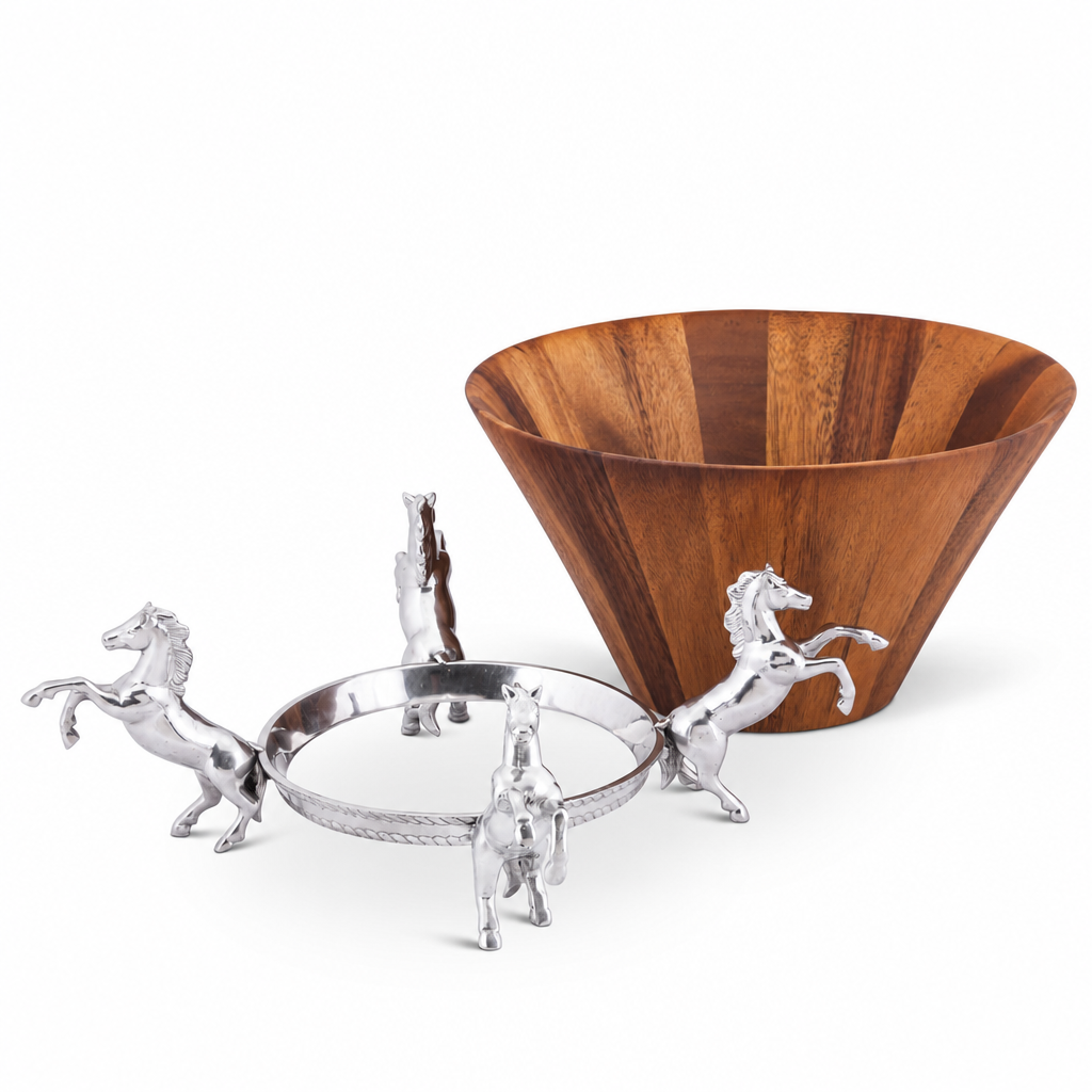 Horse Wood Tall Salad Bowl 8