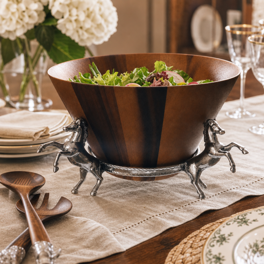 Horse Wood Tall Salad Bowl 7