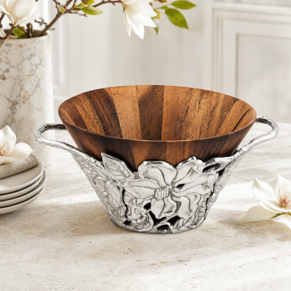 Magnolia Wood Tall Salad Bowl 2