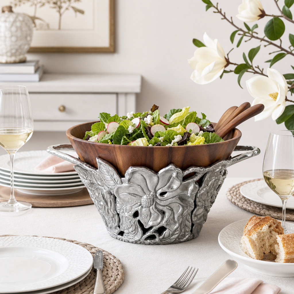 Magnolia Wood Tall Salad Bowl 6