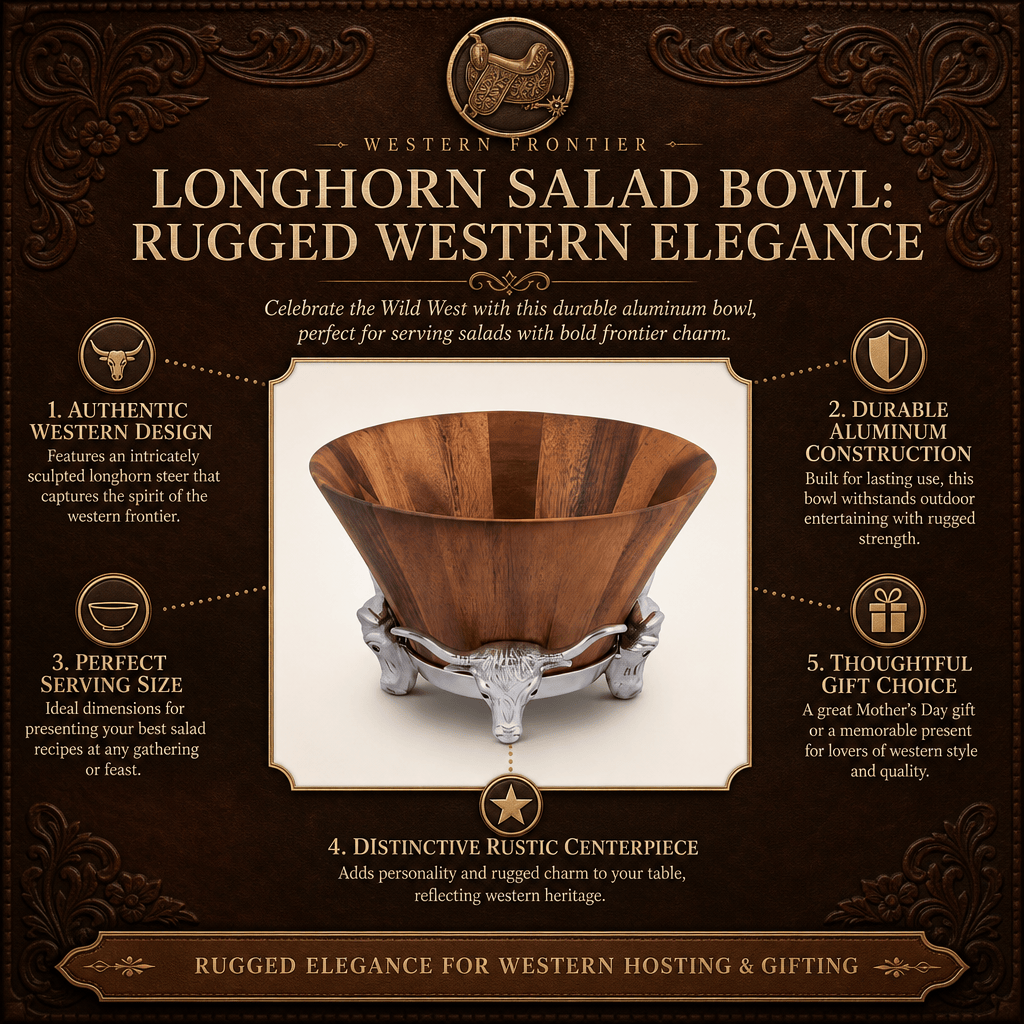 Longhorn Salad Bowl: Rugged Western Elegance