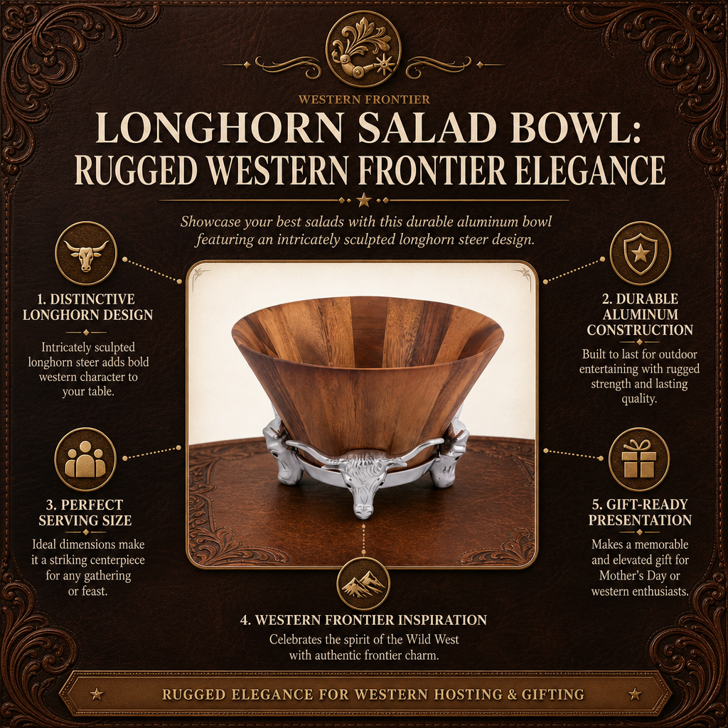 Longhorn Salad Bowl: Rugged Western Frontier Elegance