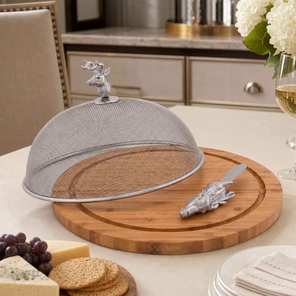 Elk Head 3 Piece Picnic Cheese Board / Spreader 1