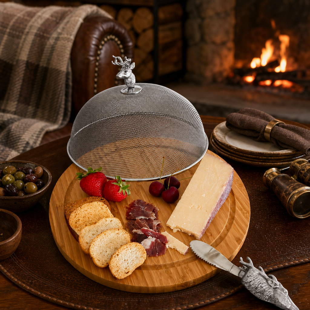 Elk Head 3 Piece Picnic Cheese Board / Spreader 7