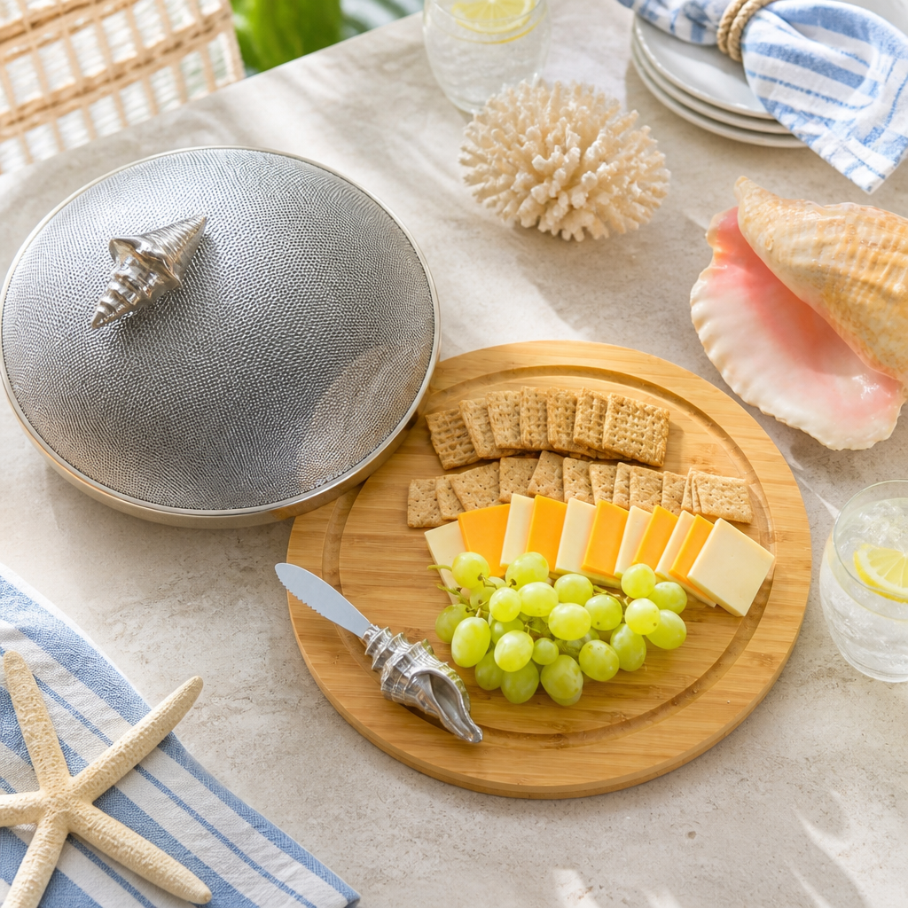 Conch Shell 3 Piece Picnic Cheese Board / Spreader 7
