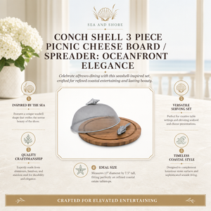 Conch Shell 3 Piece Picnic Cheese Board / Spreader 14