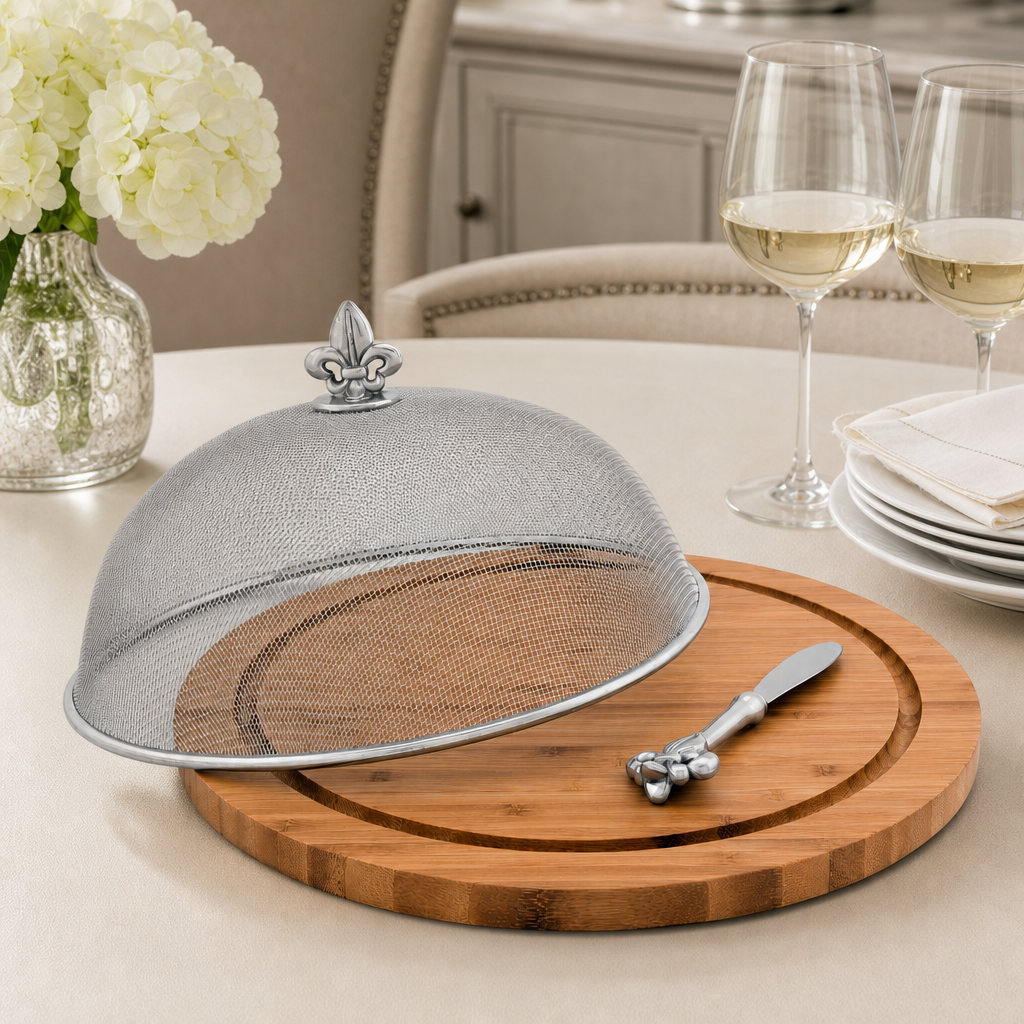Fleur de Lis 3 Piece Picnic Cheese Board /Spreader 1