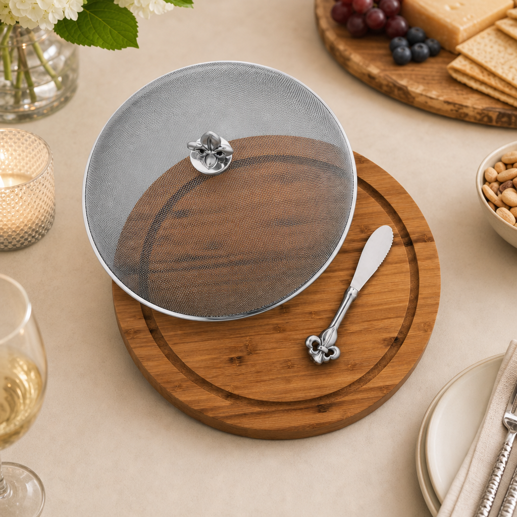 Fleur de Lis 3 Piece Picnic Cheese Board /Spreader 3