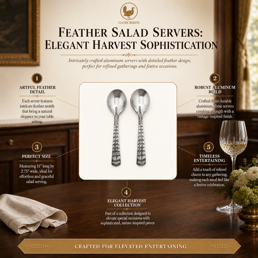 Feather Salad Servers: Elegant Harvest Sophistication