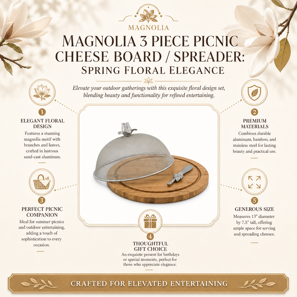 Magnolia 3 Piece Picnic Cheese Board / Spreader 12