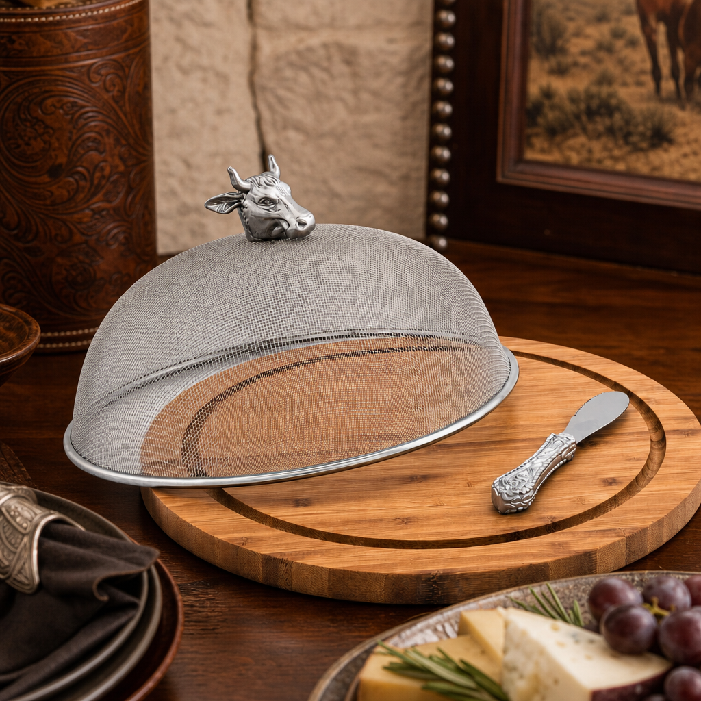 Cow Head 3 Piece Picnic Cheese Board / Spreader 2