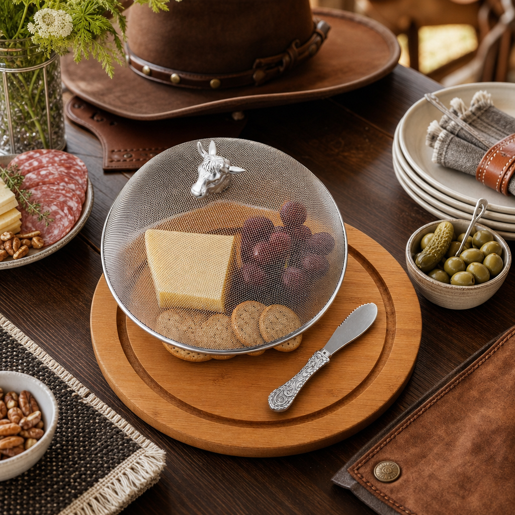 Cow Head 3 Piece Picnic Cheese Board / Spreader 5