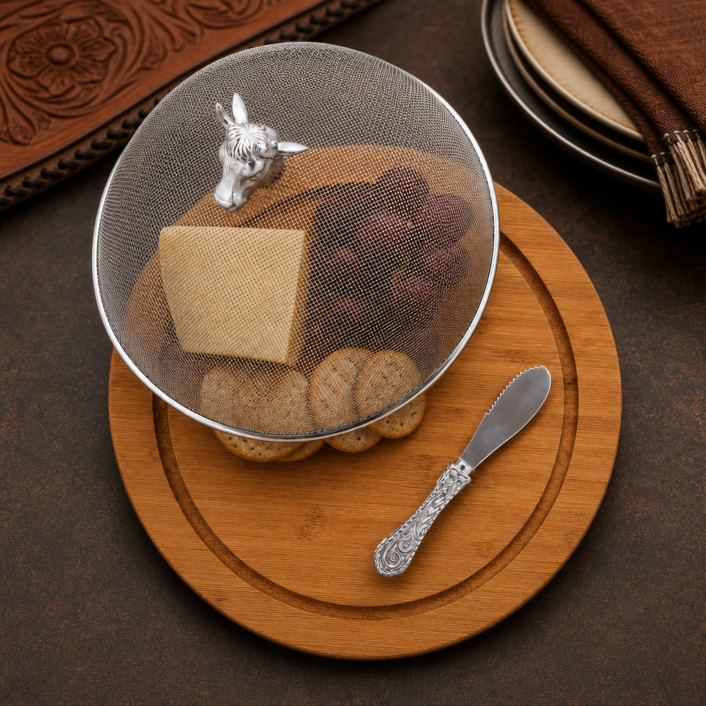 Cow Head 3 Piece Picnic Cheese Board / Spreader 3