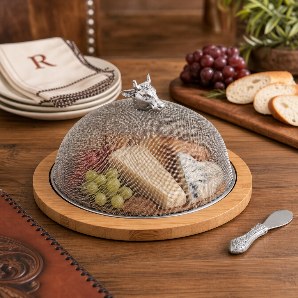 Cow Head 3 Piece Picnic Cheese Board / Spreader 6