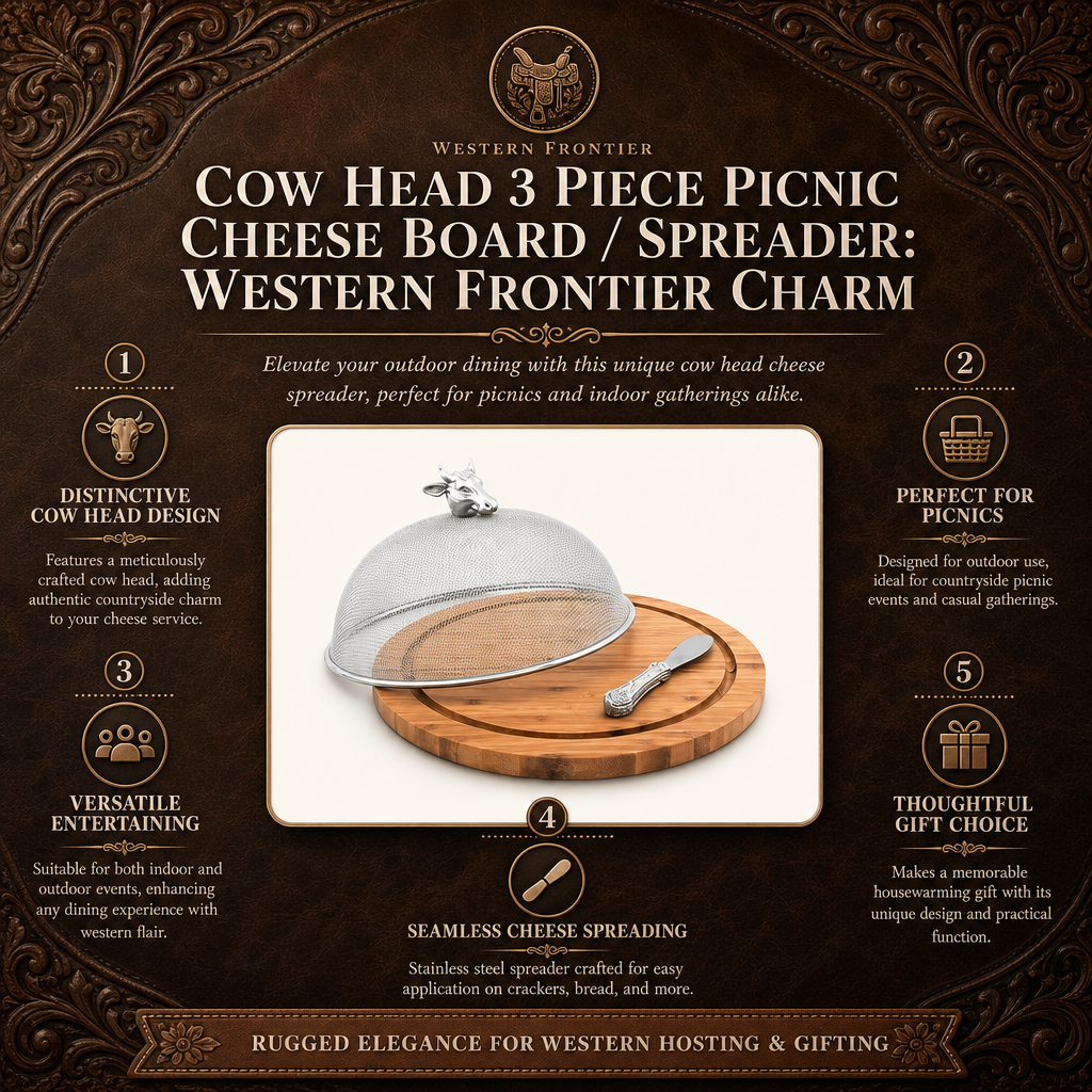 Cow Head 3 Piece Picnic Cheese Board / Spreader 15
