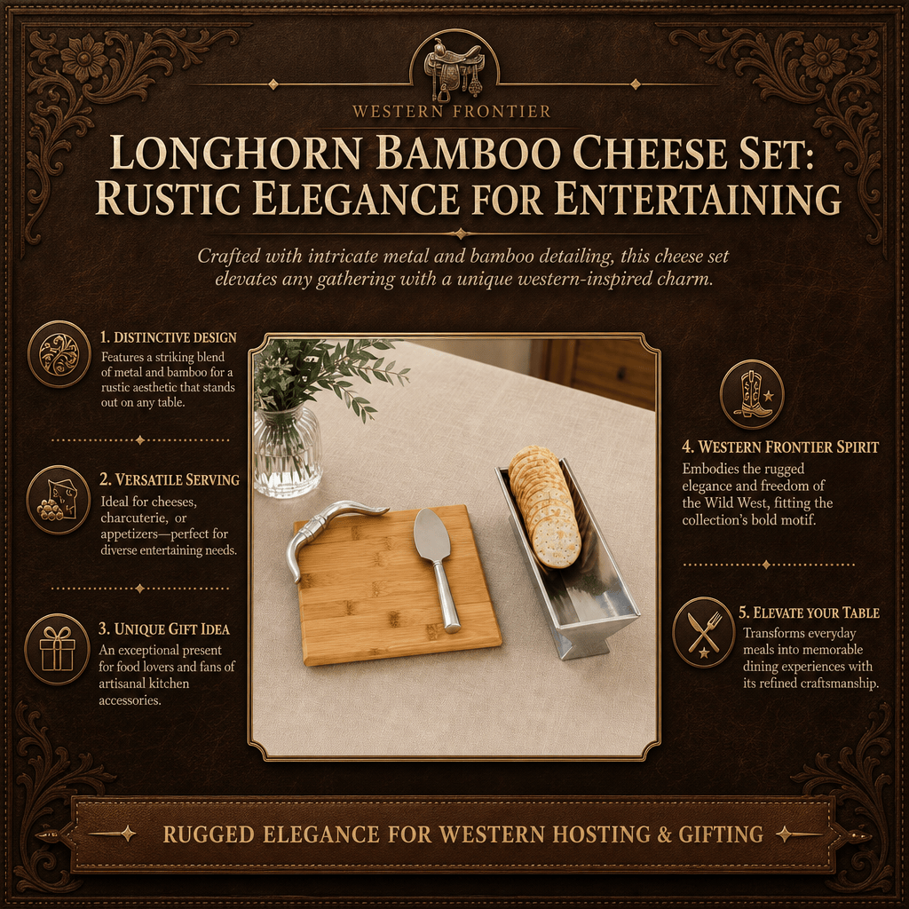 Longhorn Bamboo Cheese Set: Rustic Elegance for Entertaining