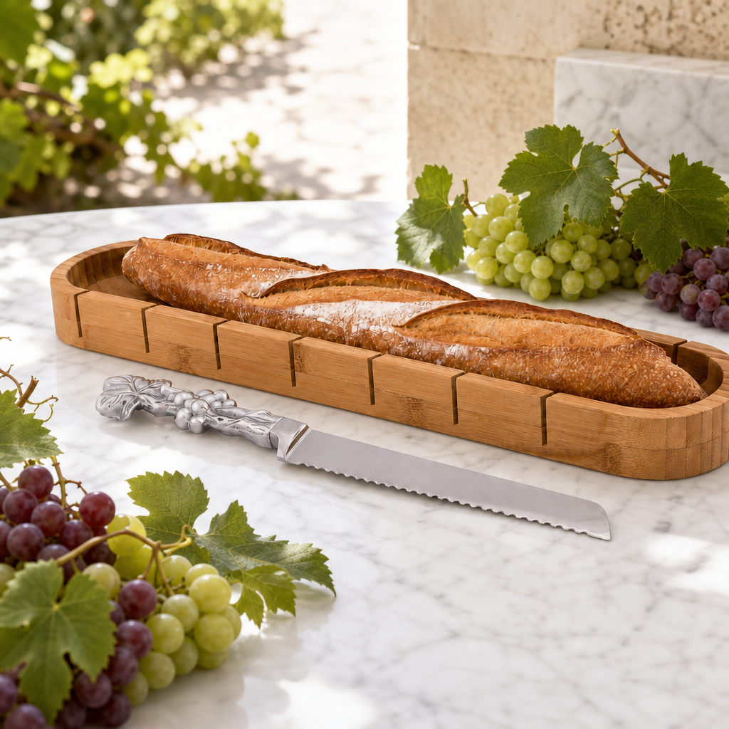 Baguette Board with Grape Bread Knife 1