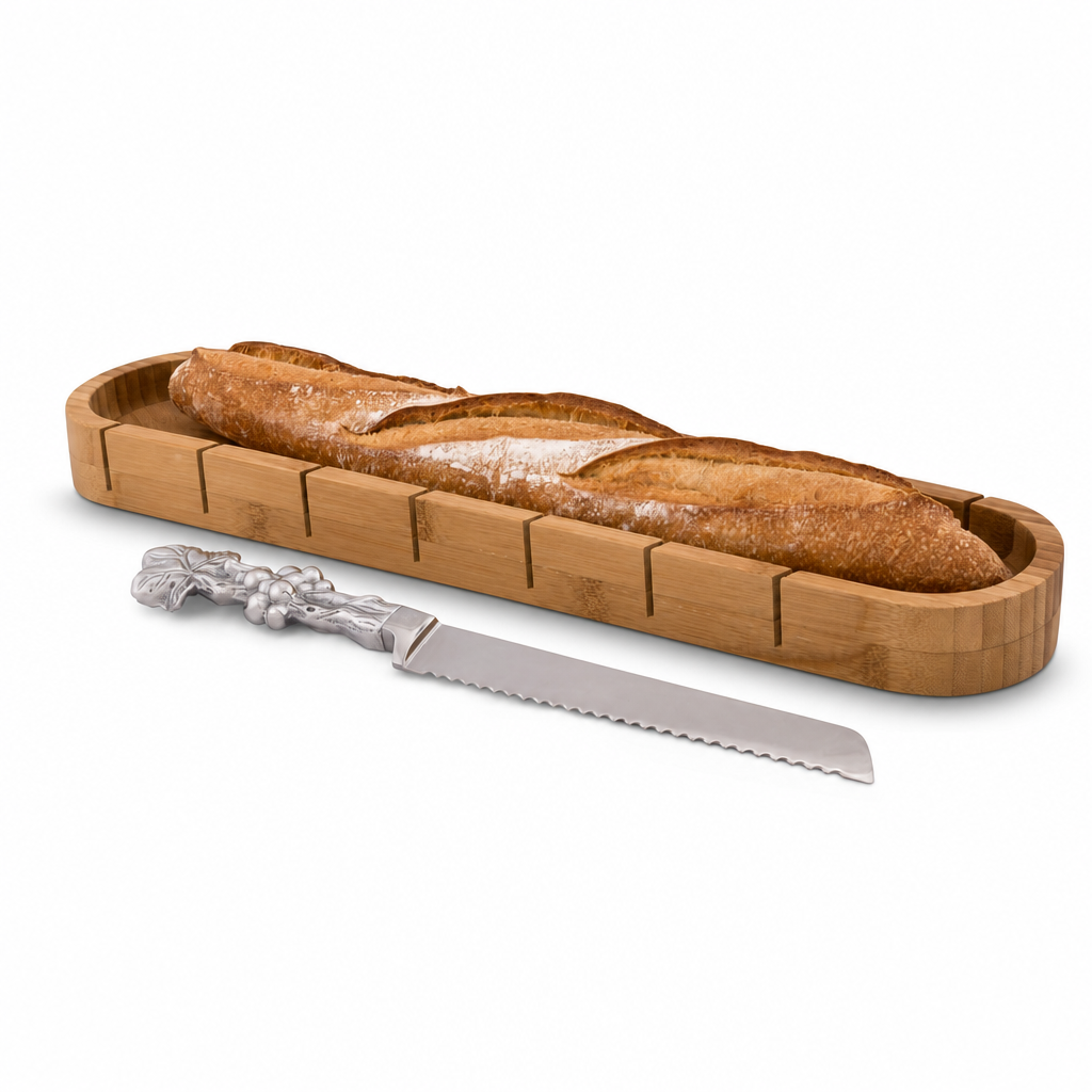 Baguette Board with Grape Bread Knife 1