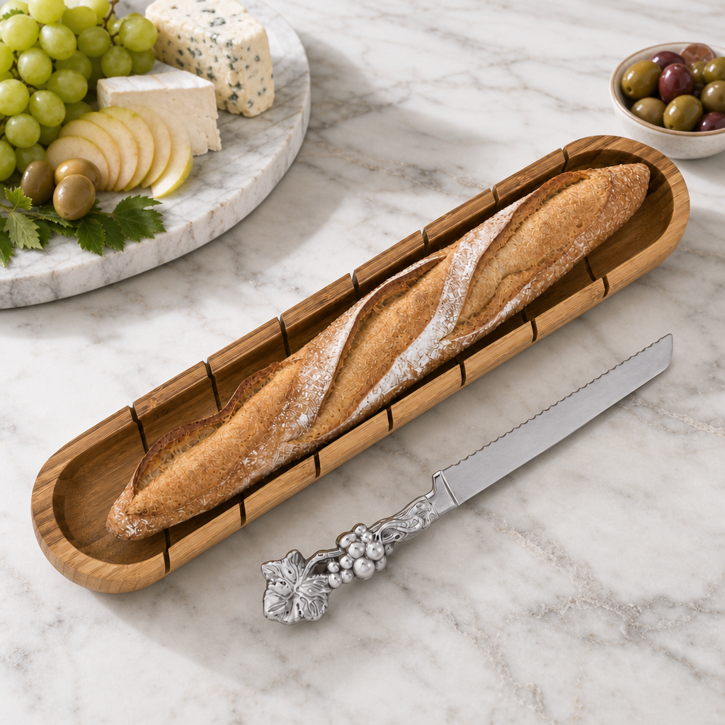 Baguette Board with Grape Bread Knife 5