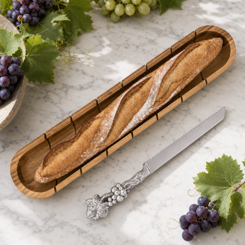Baguette Board with Grape Bread Knife 3