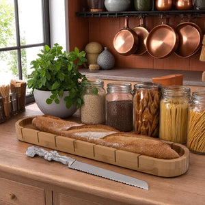 Baguette Board with Grape Bread Knife 8