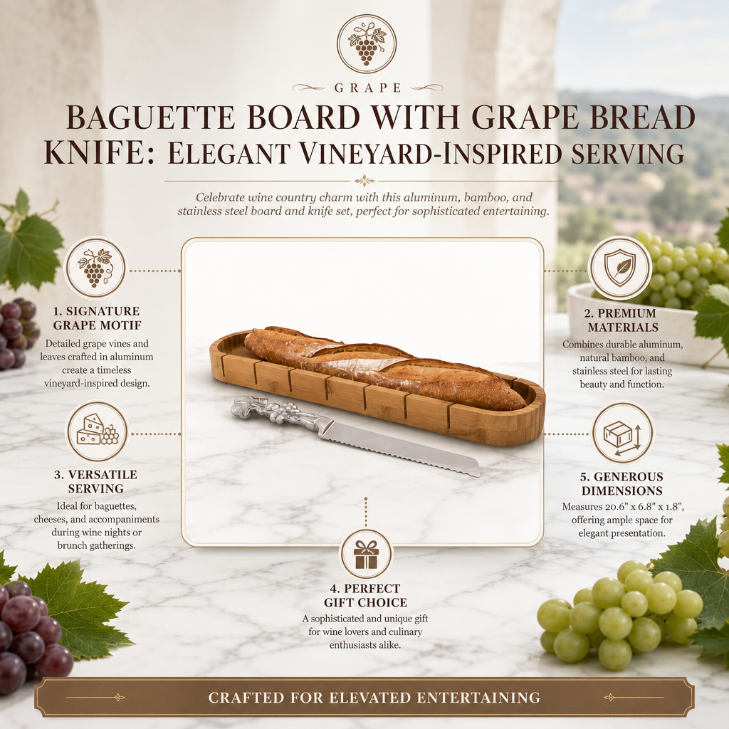 Baguette Board with Grape Bread Knife 9