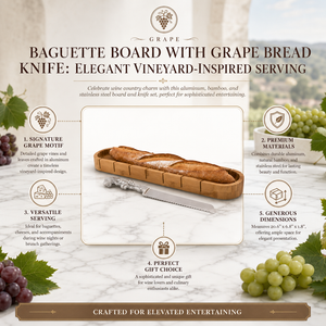 Baguette Board with Grape Bread Knife 9