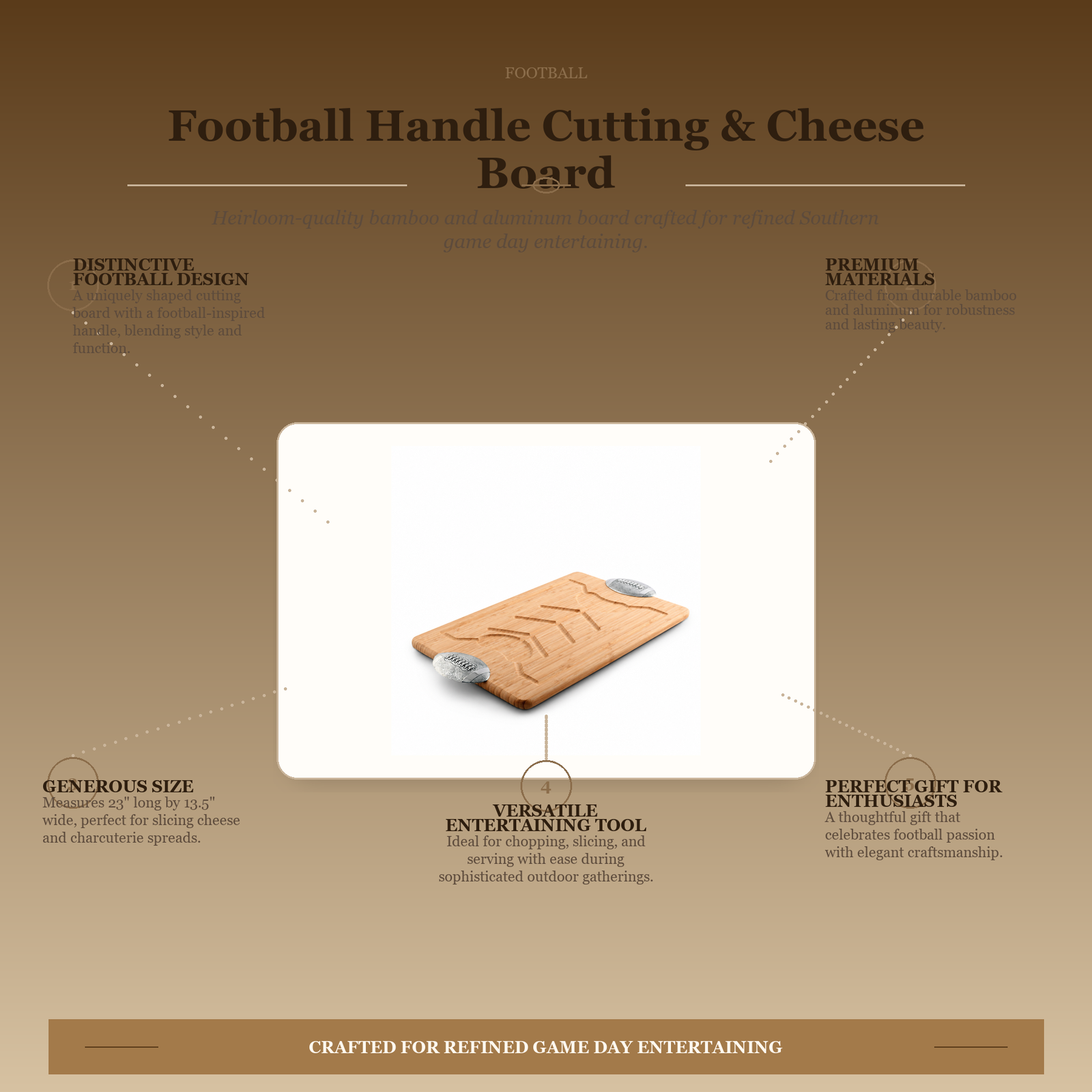 Football Handle Cutting & Cheese Board