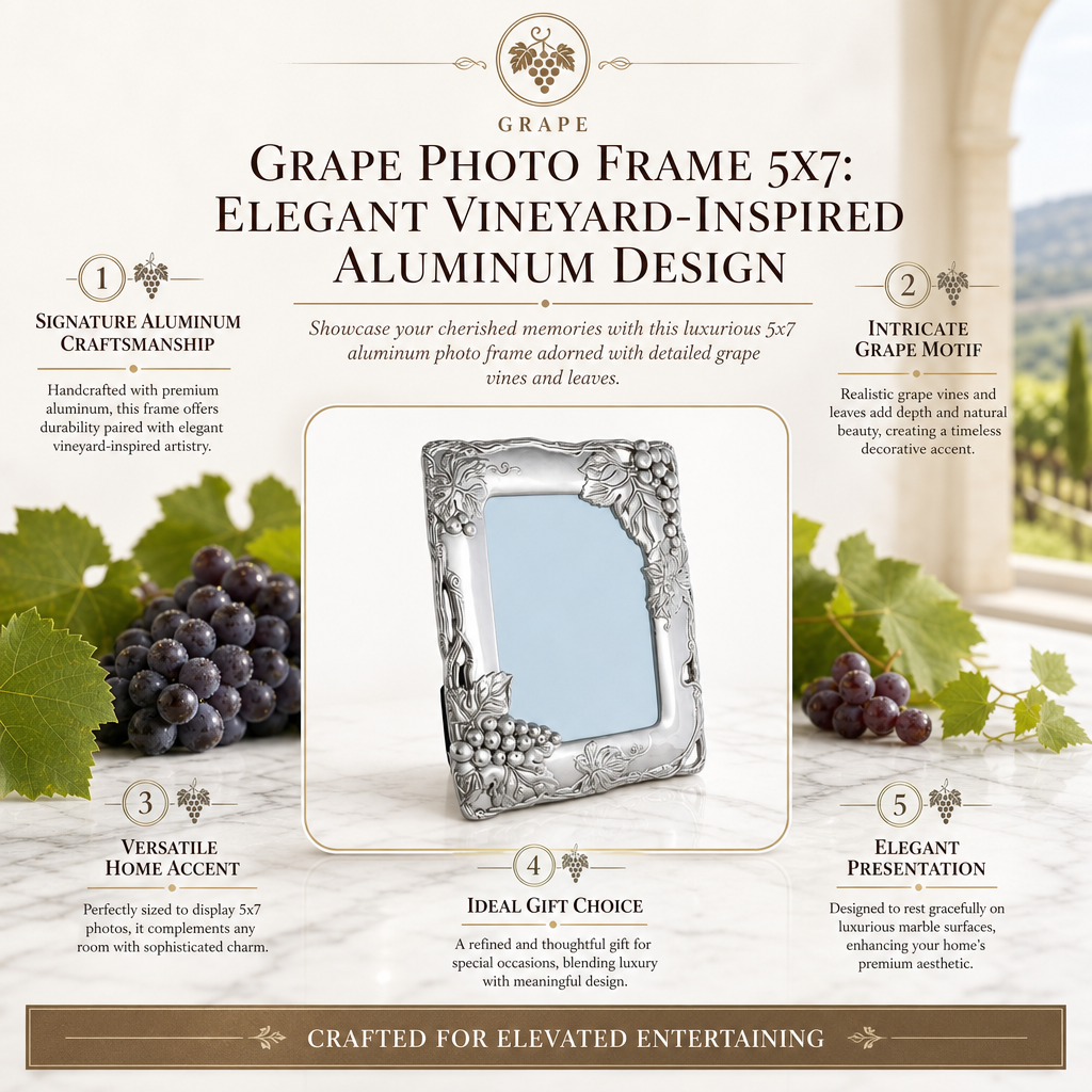 Grape Photo Frame 5x7: Elegant Vineyard-Inspired Aluminum Design