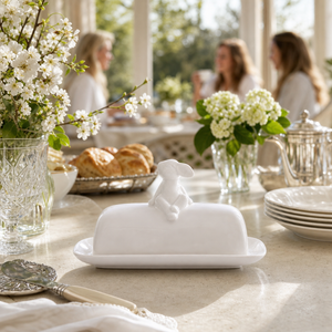 Porcelain Sitting Bunny Butter Dish 4
