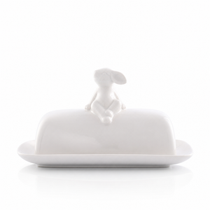 Porcelain Sitting Bunny Butter Dish 1