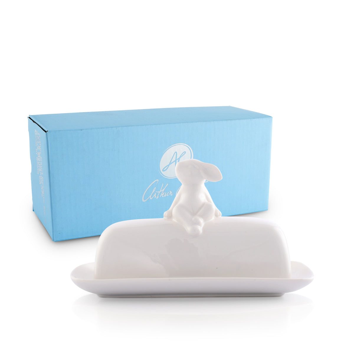 Porcelain Sitting Bunny Butter Dish 6