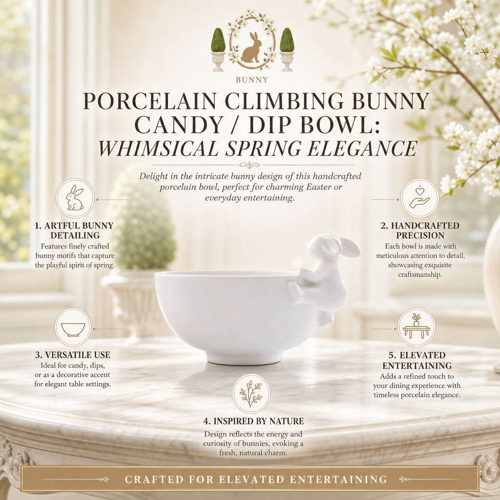 Porcelain Climbing Bunny Candy / Dip Bowl 11
