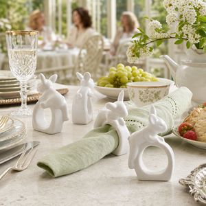 Porcelain Climbing Bunny Napkin Rings - Set of 4 6