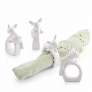 Porcelain Climbing Bunny Napkin Rings - Set of 4 1