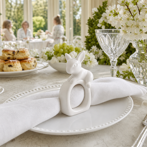 Porcelain Climbing Bunny Napkin Rings - Set of 4 7