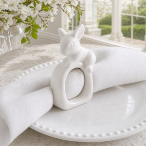 Porcelain Climbing Bunny Napkin Rings - Set of 4 3