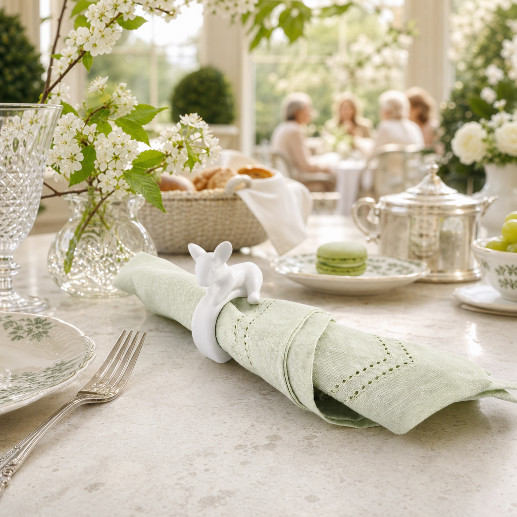 Porcelain Climbing Bunny Napkin Rings - Set of 4 8
