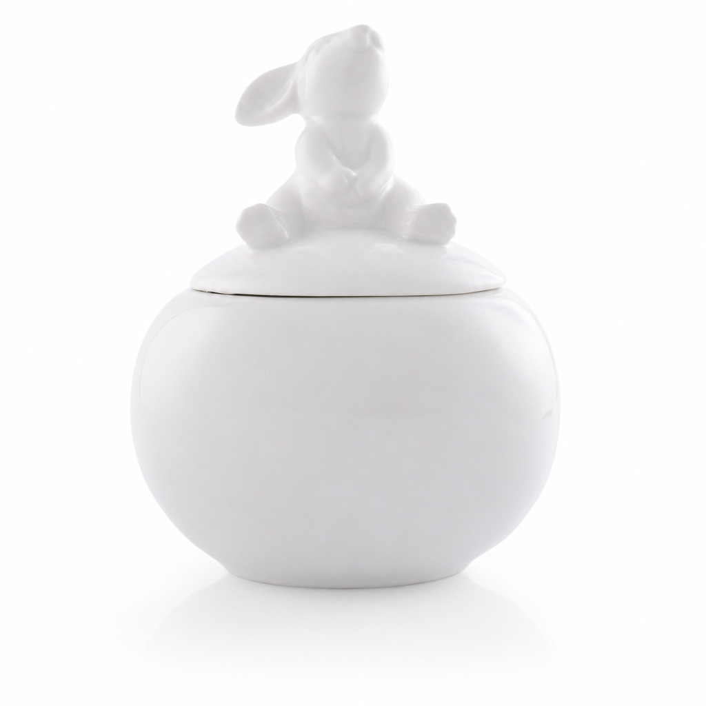 Porcelain Sitting Bunny Sugar Bowl 1